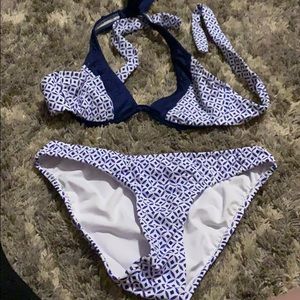 Blue swimsuit with a design